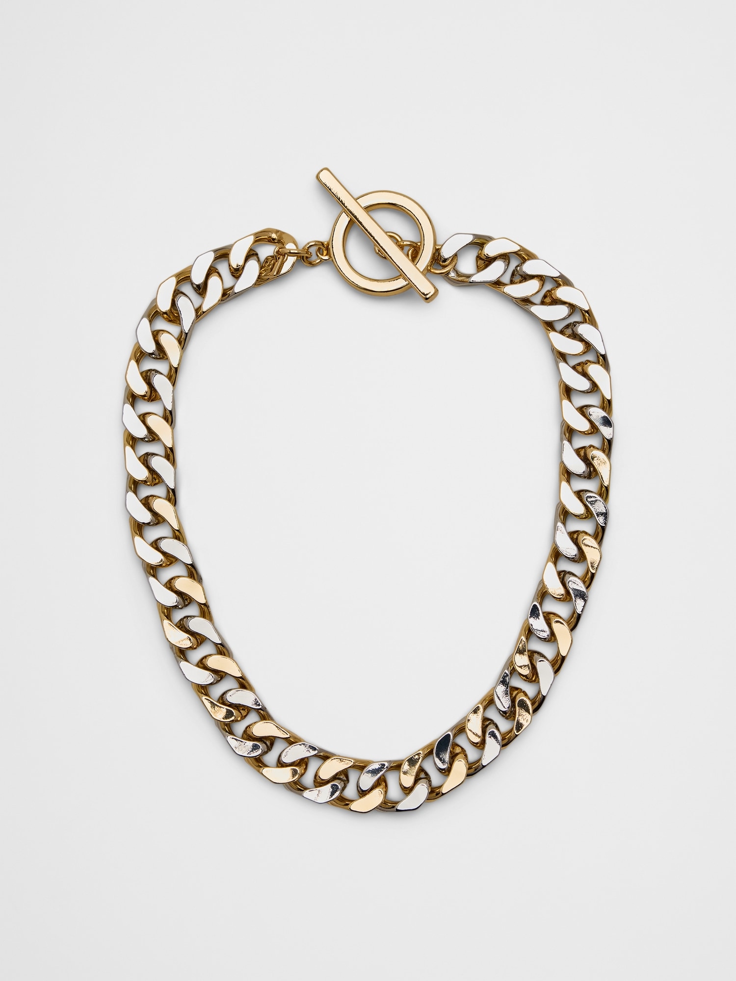 Image number 1 showing, Mixed Metal Curb Chain Toggle Necklace
