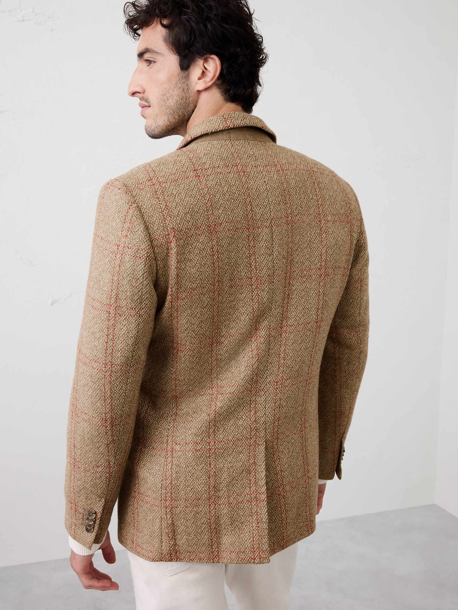 Image number 2 showing, Tailored-Fit Wool-Blend Windowpane Jacket