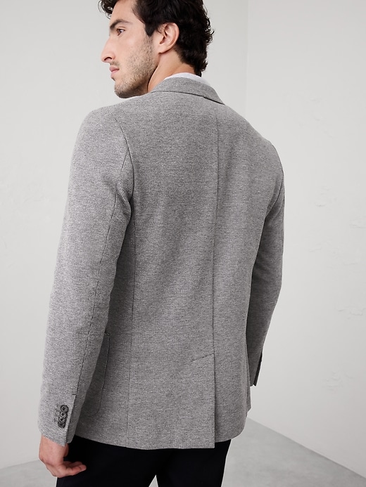 Tailored-Fit Knit Mini Houndstooth Jacket