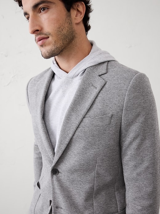 Tailored-Fit Knit Mini Houndstooth Jacket
