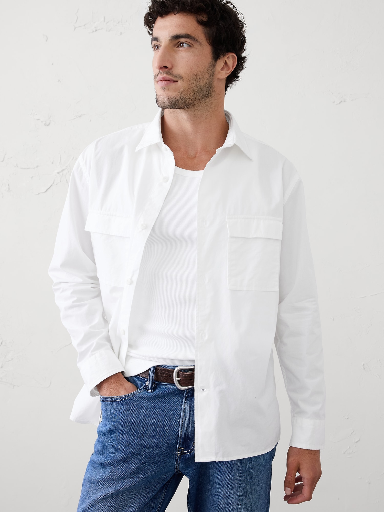 Image number 1 showing, Relaxed-Fit Poplin Overshirt