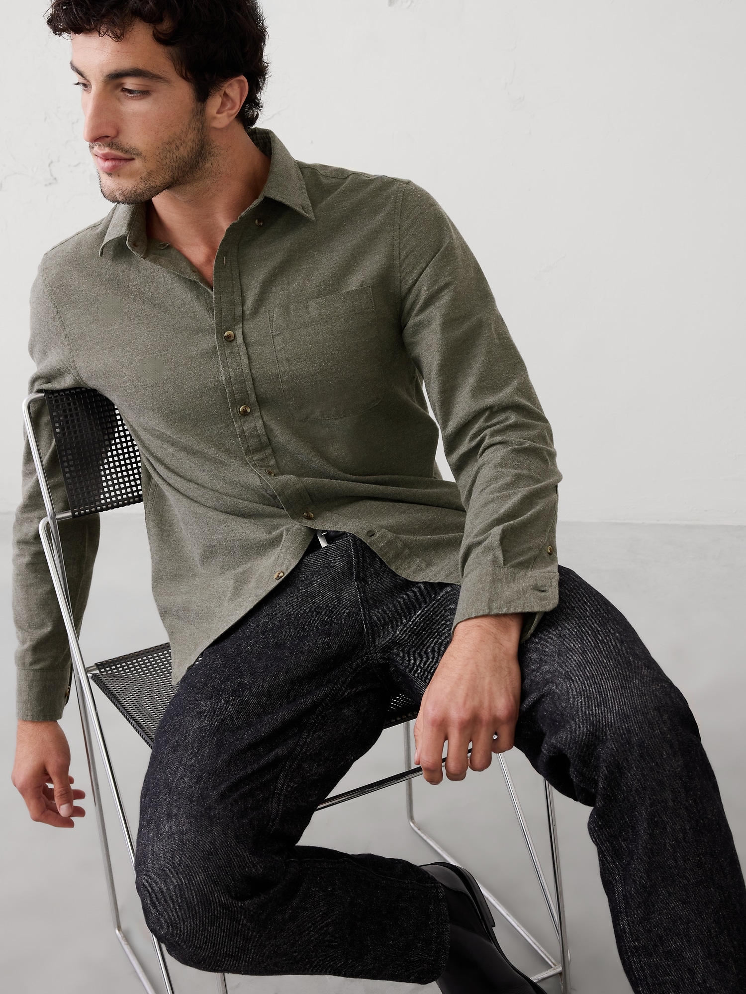 Image number 1 showing, Slim-Fit Lightweight Flannel Shirt
