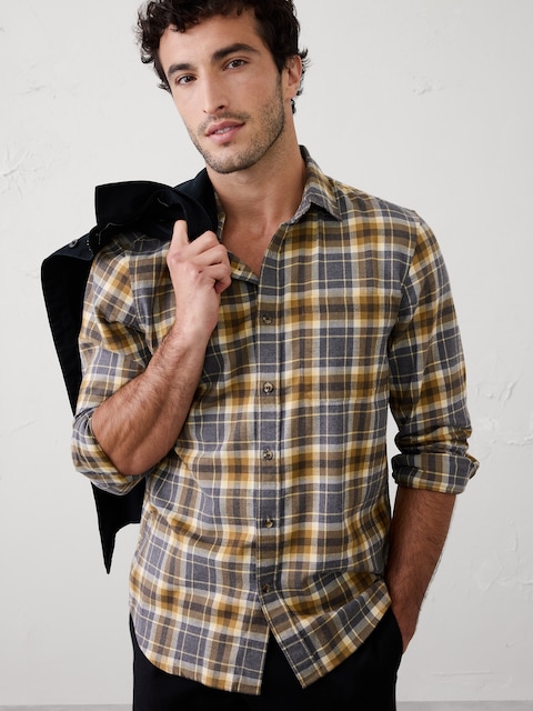 Slim-Fit Lightweight Flannel Shirt