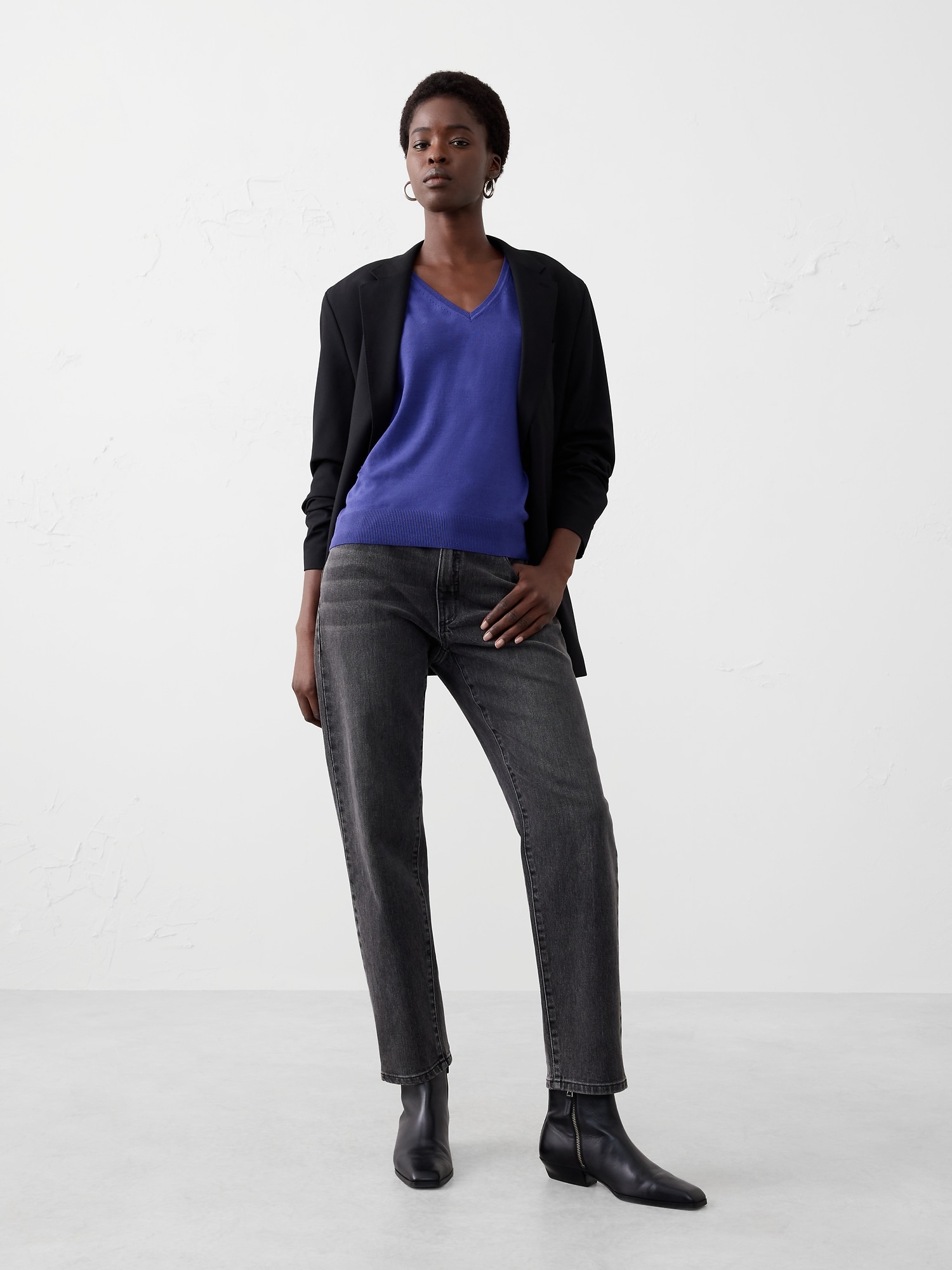 Forever V-Neck Sweater - Deep Wistoria