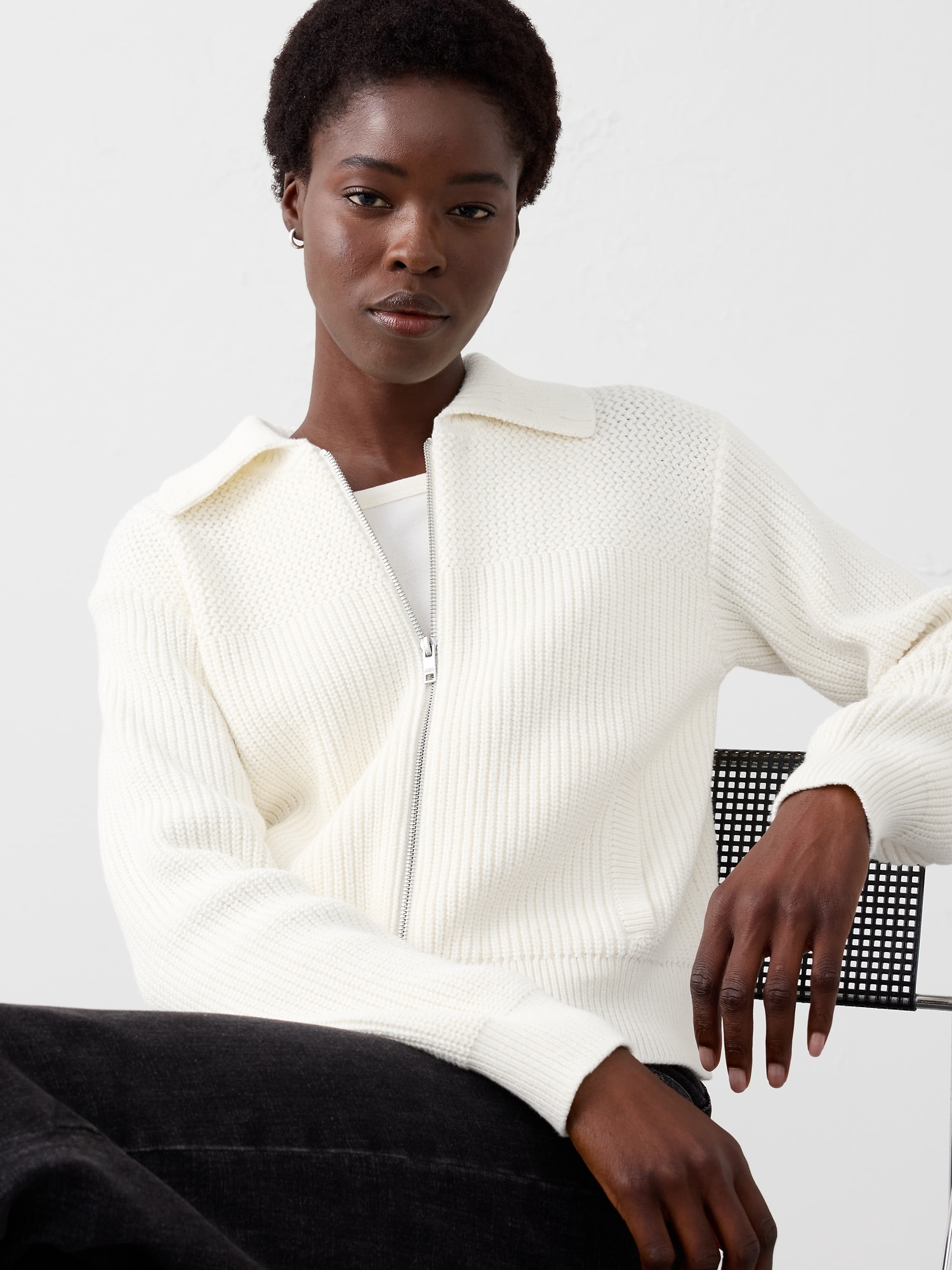 TEXTURED SWEATER JACKET - Snow Day