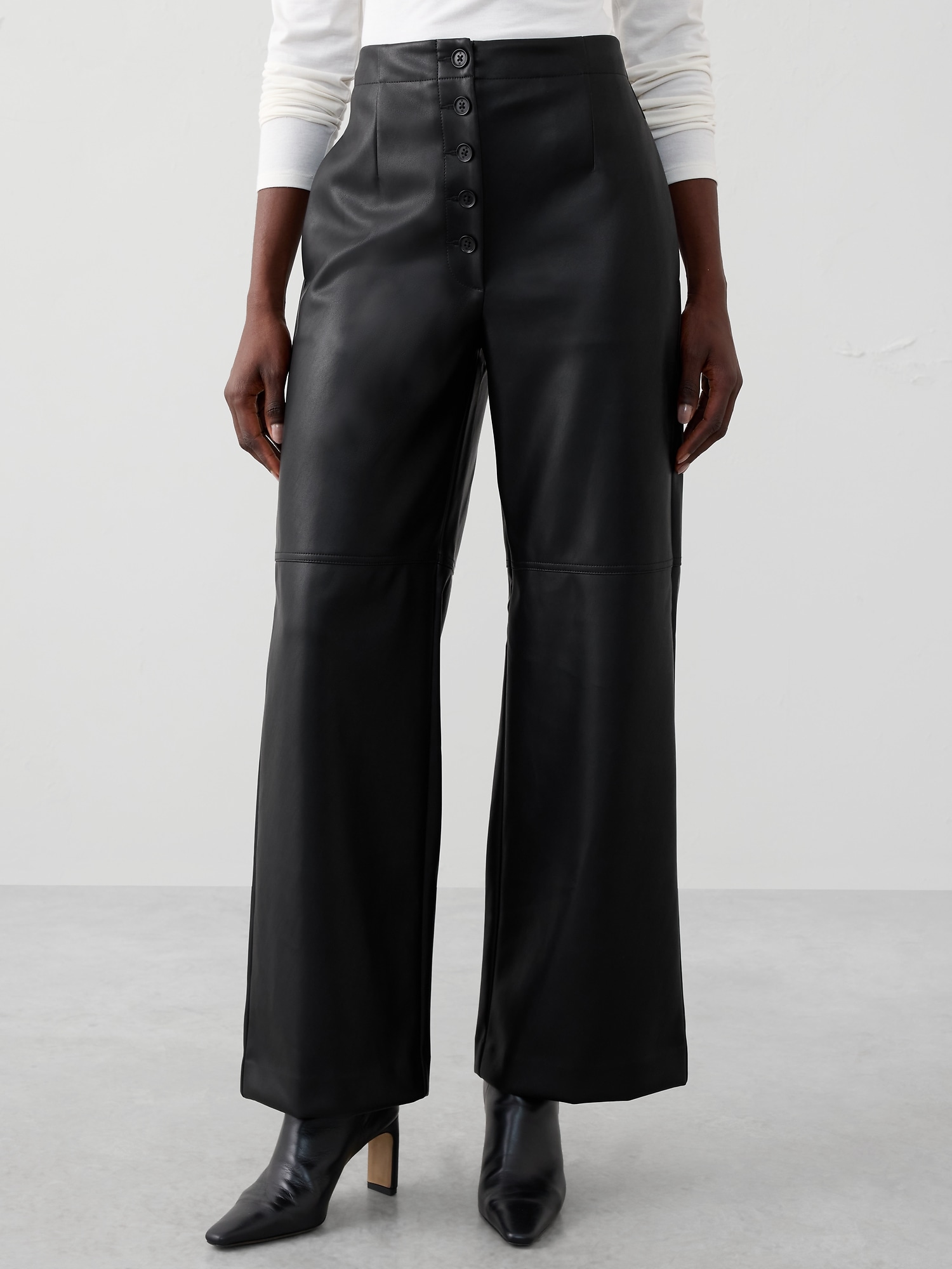 Image number 3 showing, Wide-Leg Ultra High-Rise Vegan Leather Pant