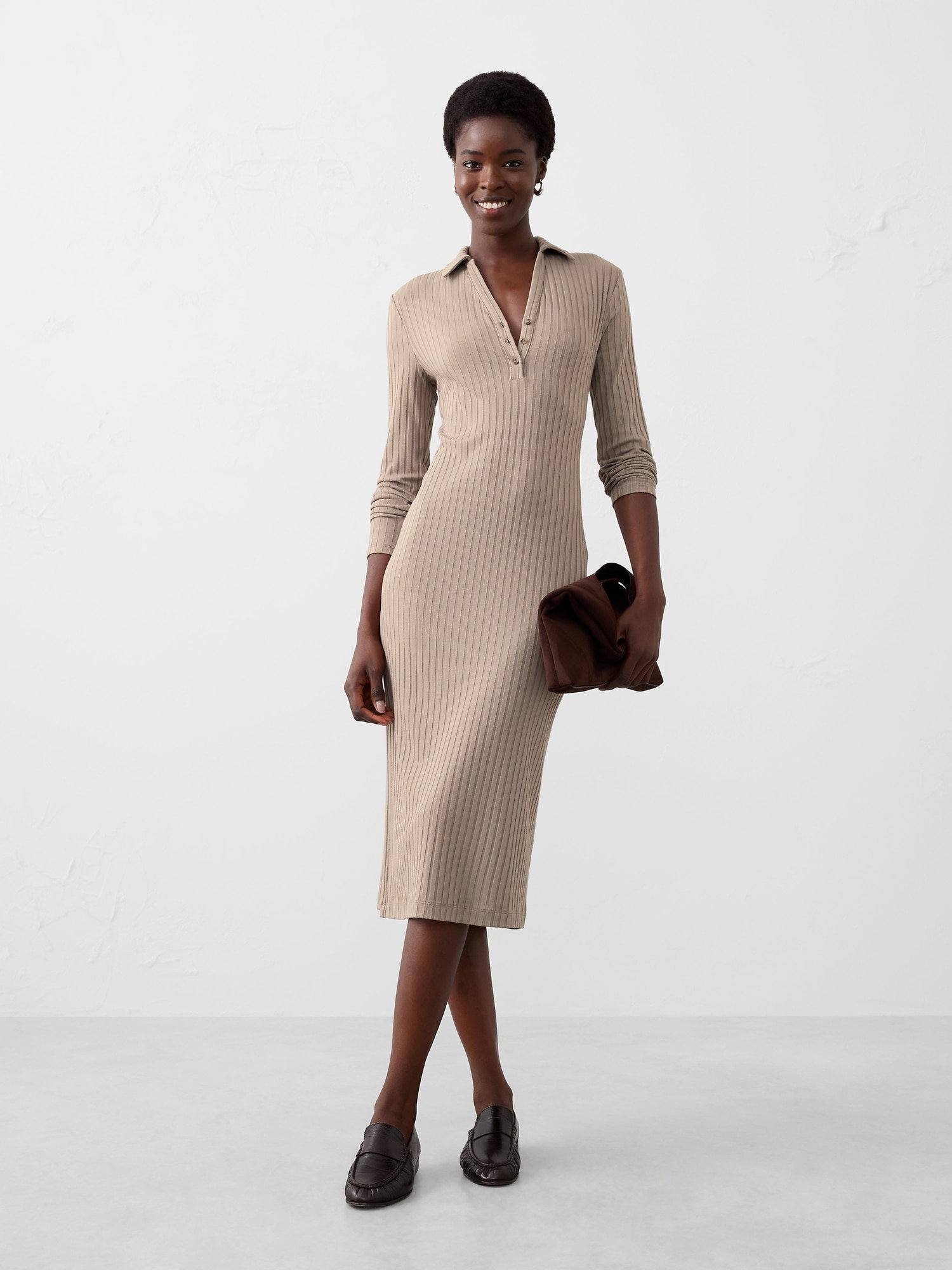 Image number 1 showing, Wide-Ribbed Knit Midi Dress