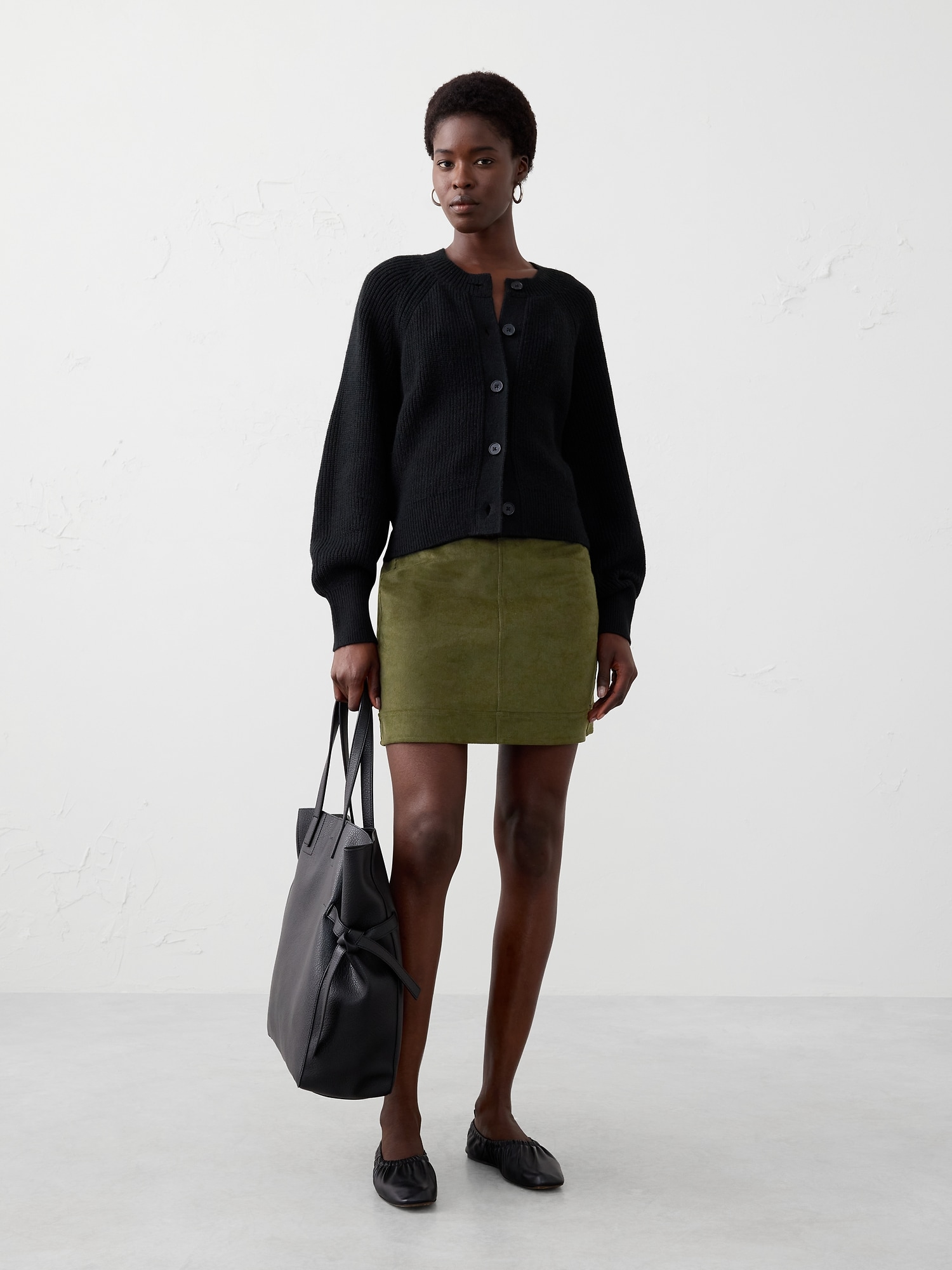 Corduroy Seamed Mini Skirt - Waimea Olive