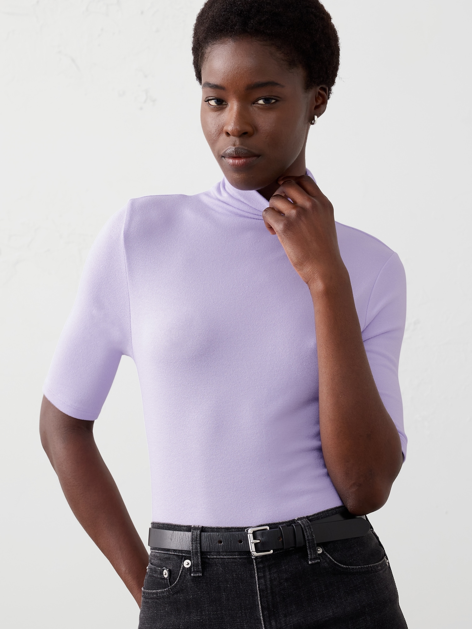 SOFT LUXE TURTLENECK TOP - Lilac Sea