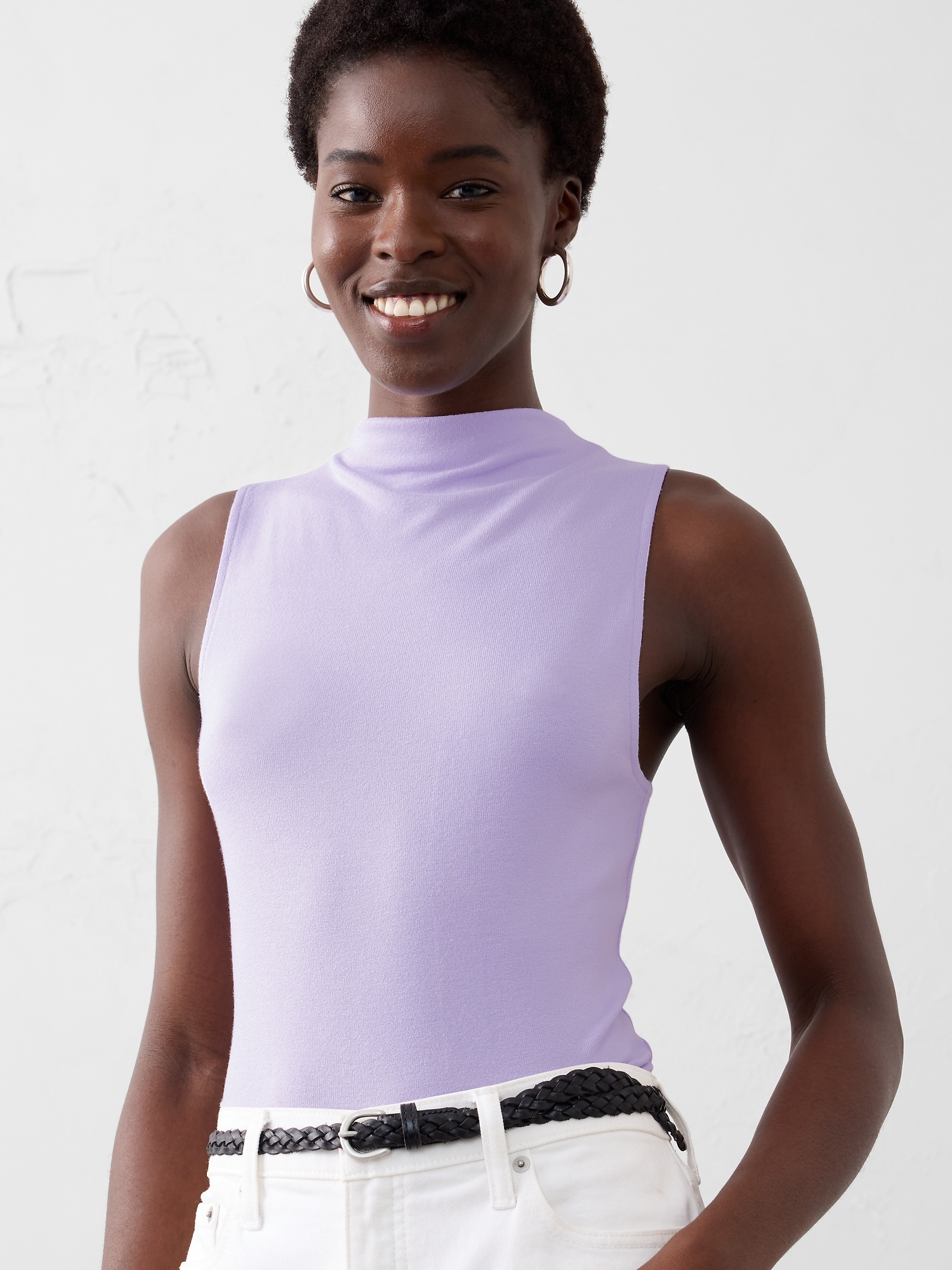 Soft Luxe Mockneck Top - Lilac Sea