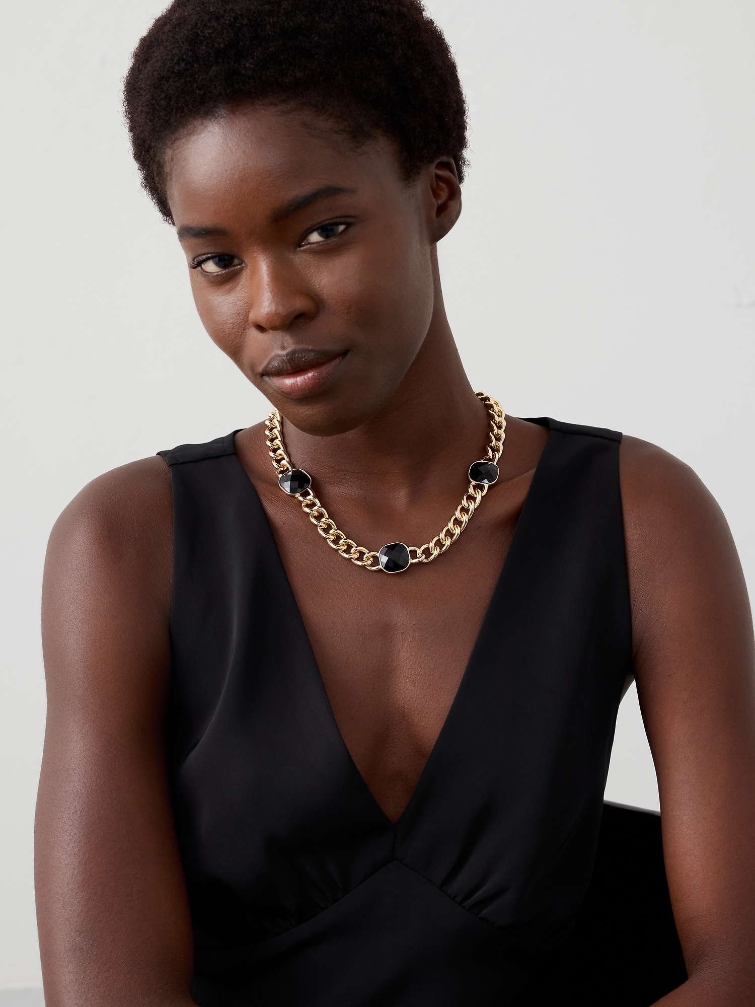Image number 2 showing, 3 Stone Faceted Statement Necklace