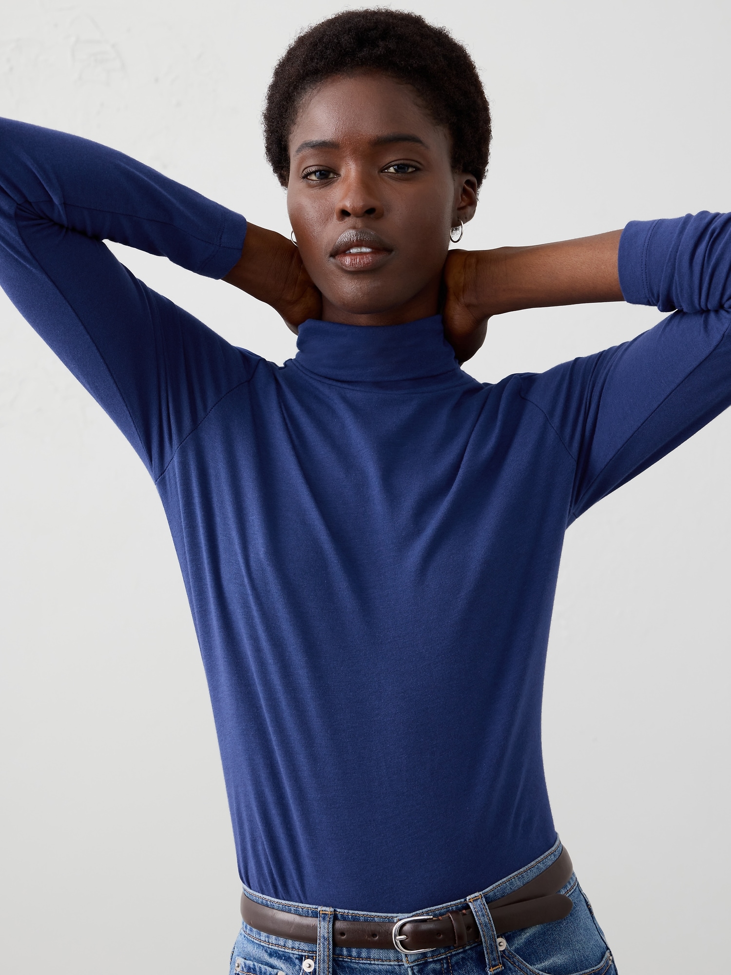 Timeless Turtleneck Top - Drizzle Blue