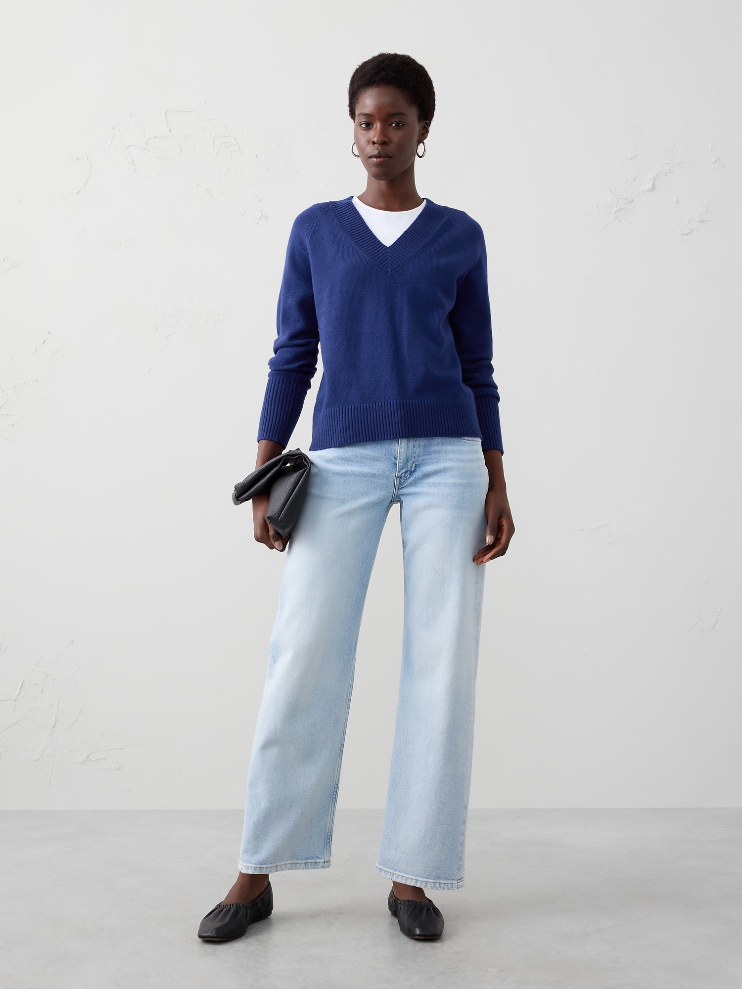 Perfectly Soft V-Neck Sweater - Drizzle Blue