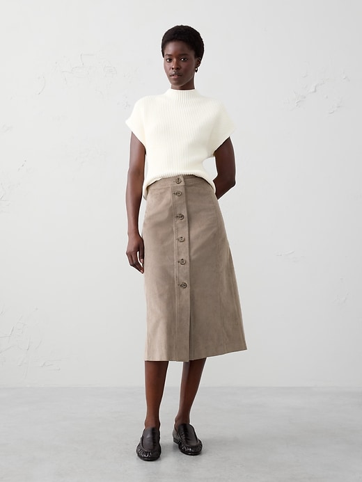 Twill Pencil Midi Skirt