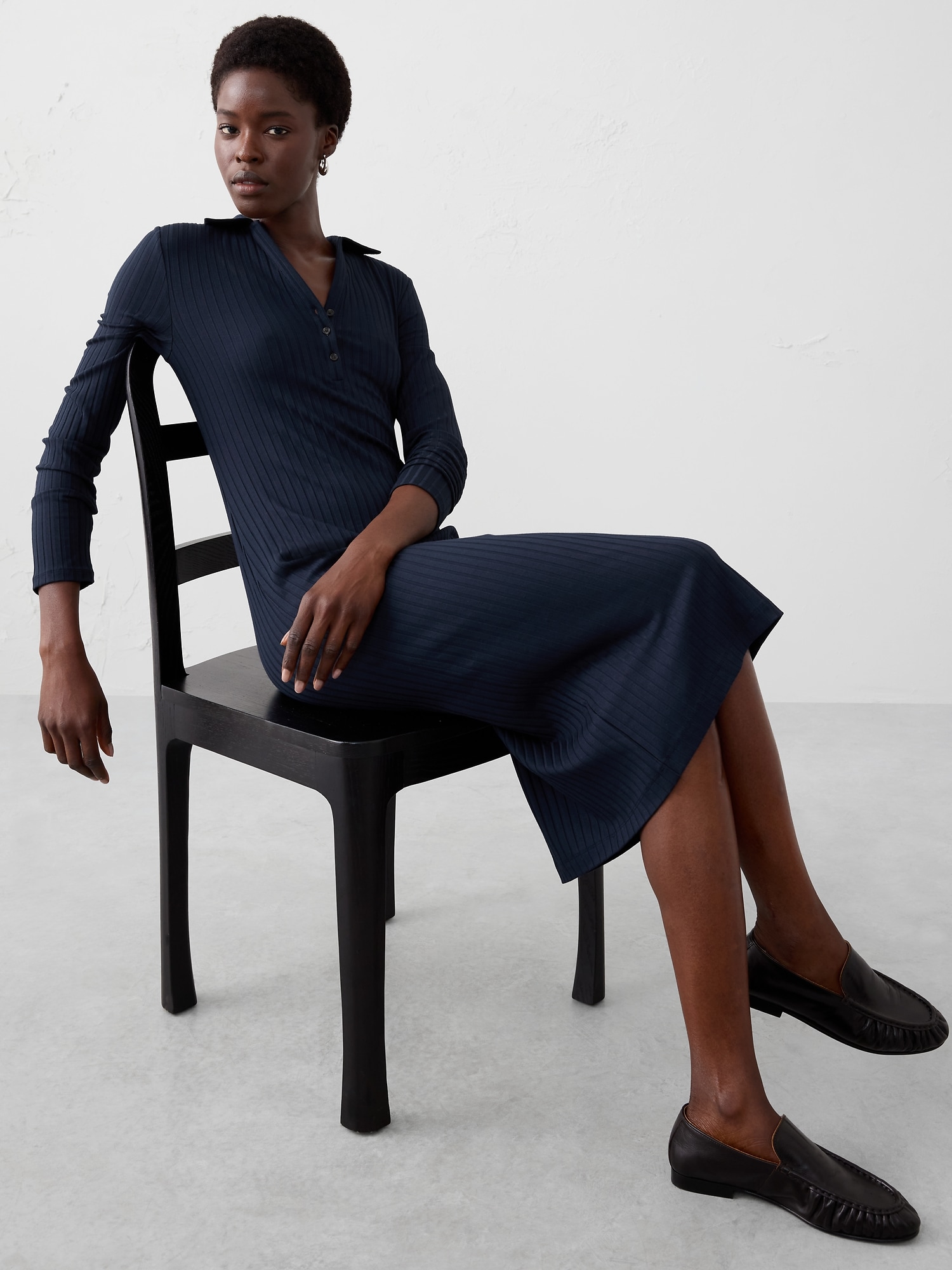 Image number 1 showing, Wide-Ribbed Knit Midi Dress