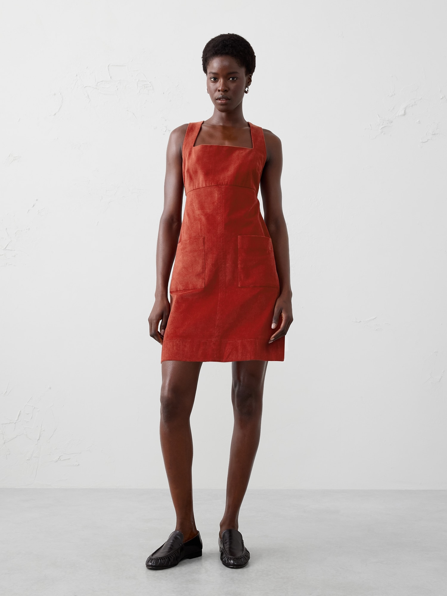 Image number 1 showing, Corduroy Empire-Waist Mini Dress