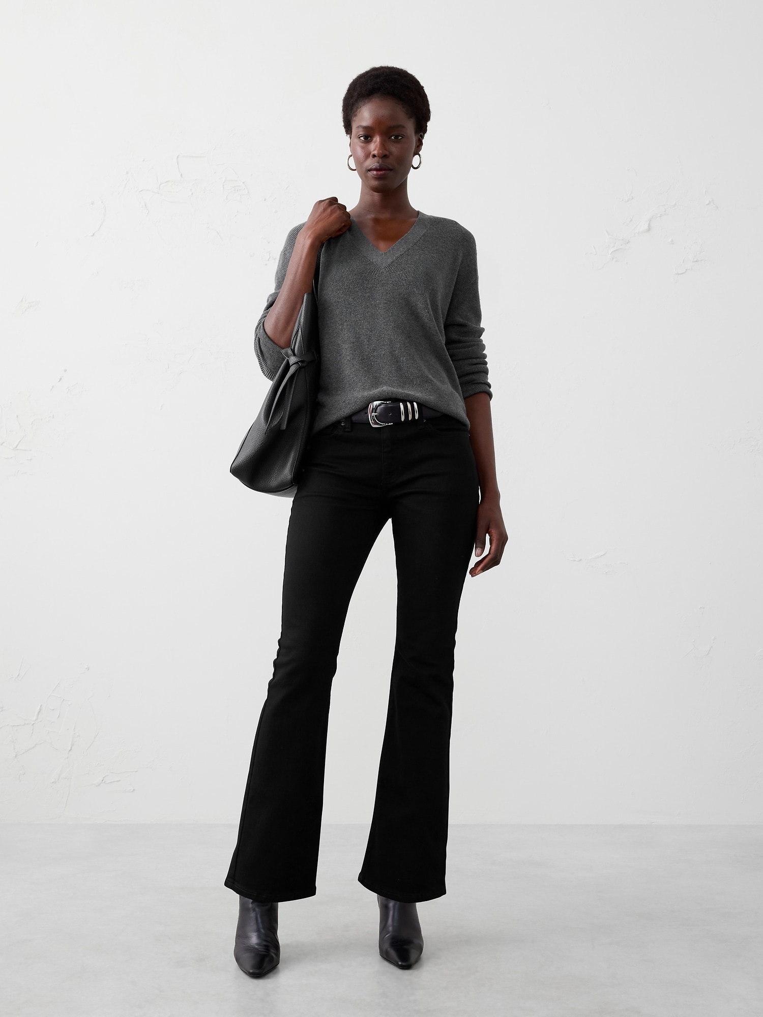 Kick Flare Mid-Rise Jean - Black Wash