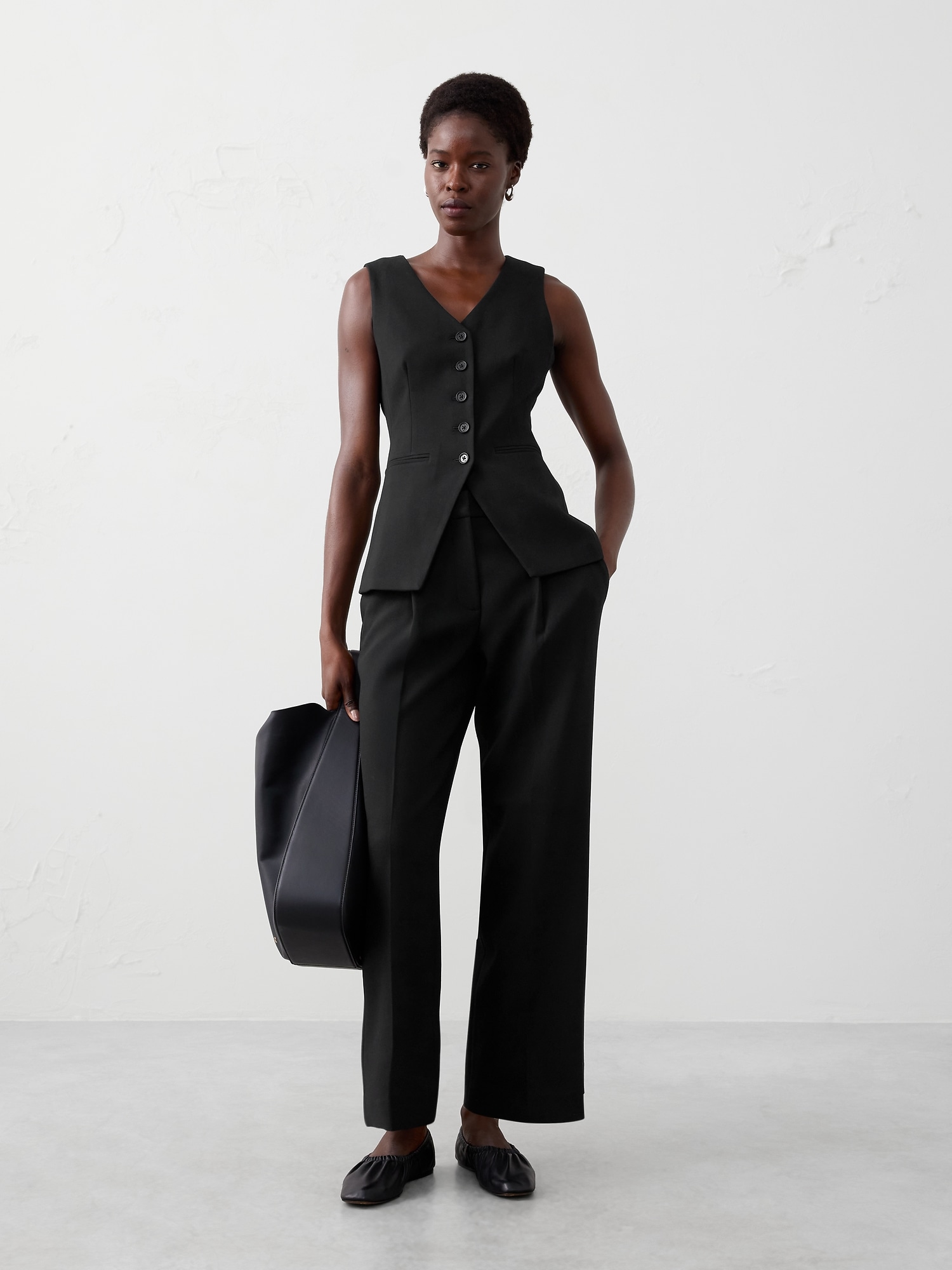 Image number 1 showing, Straight High-Rise Double Weave Trouser