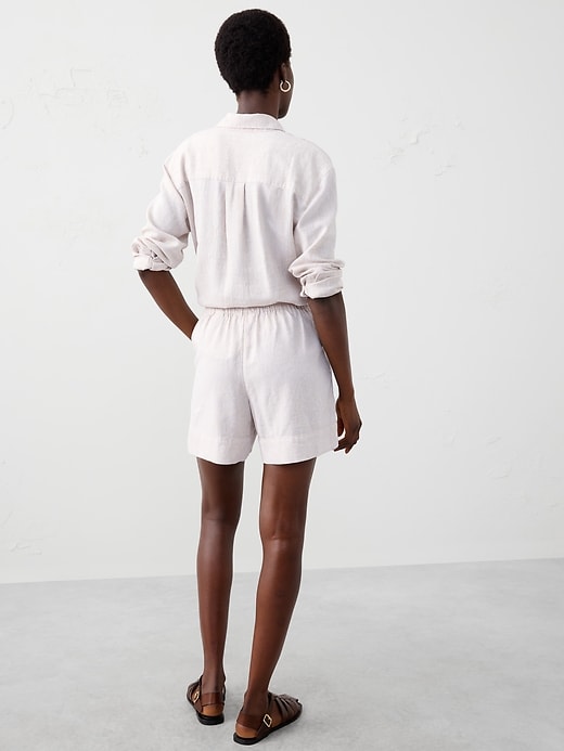 High-Rise Linen-Blend Pull-On Short