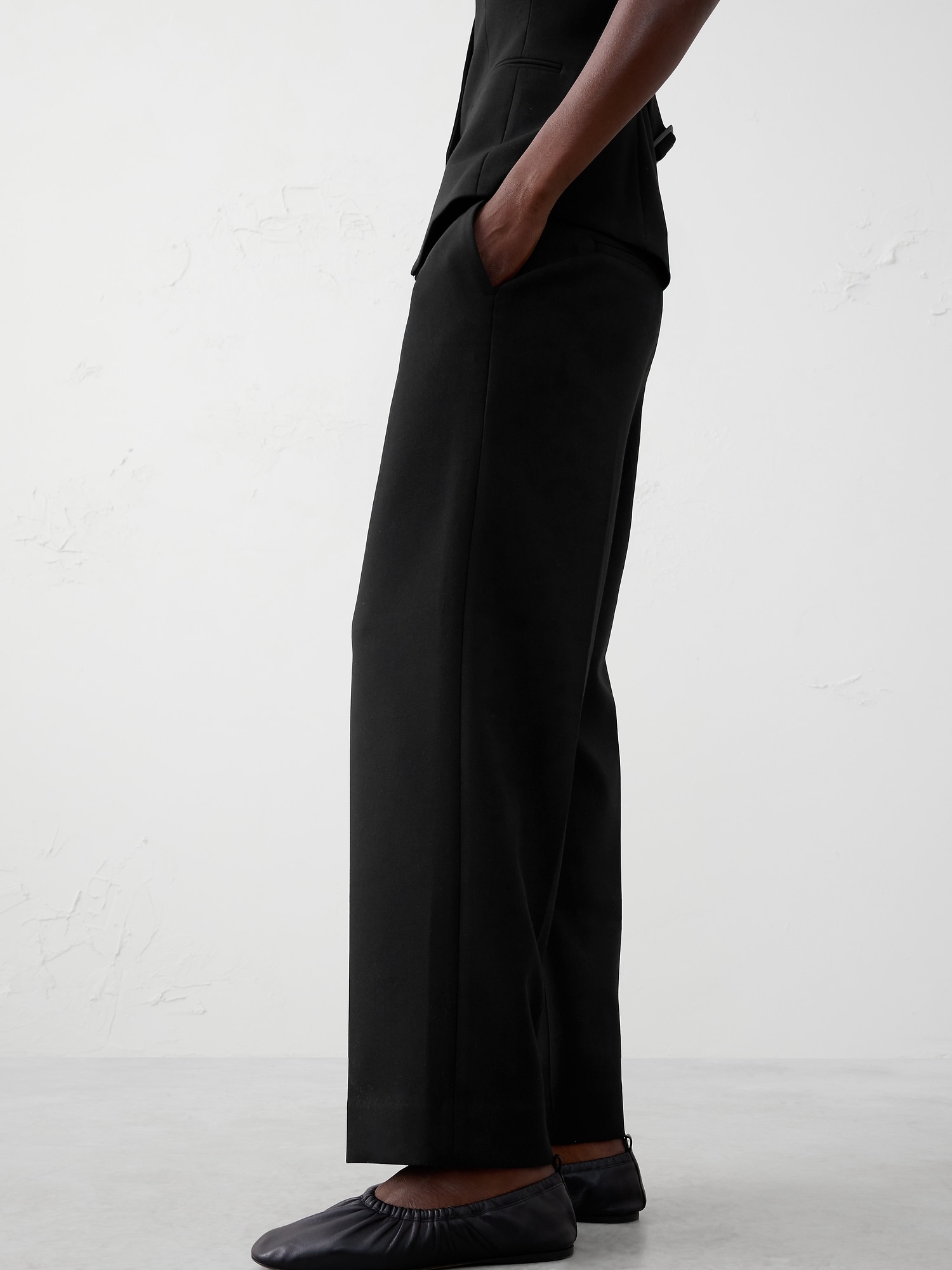 Image number 3 showing, Straight High-Rise Double Weave Trouser