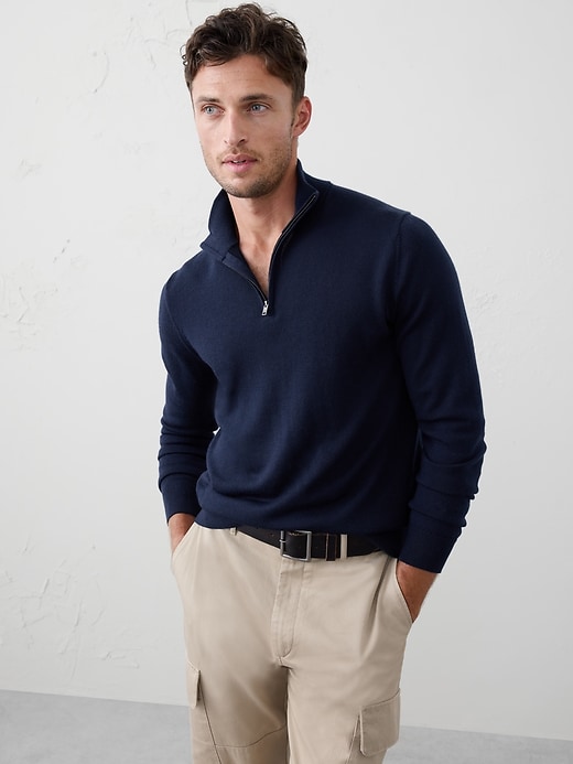 Knit Mock-Neck Half-Zip Sweatshirt