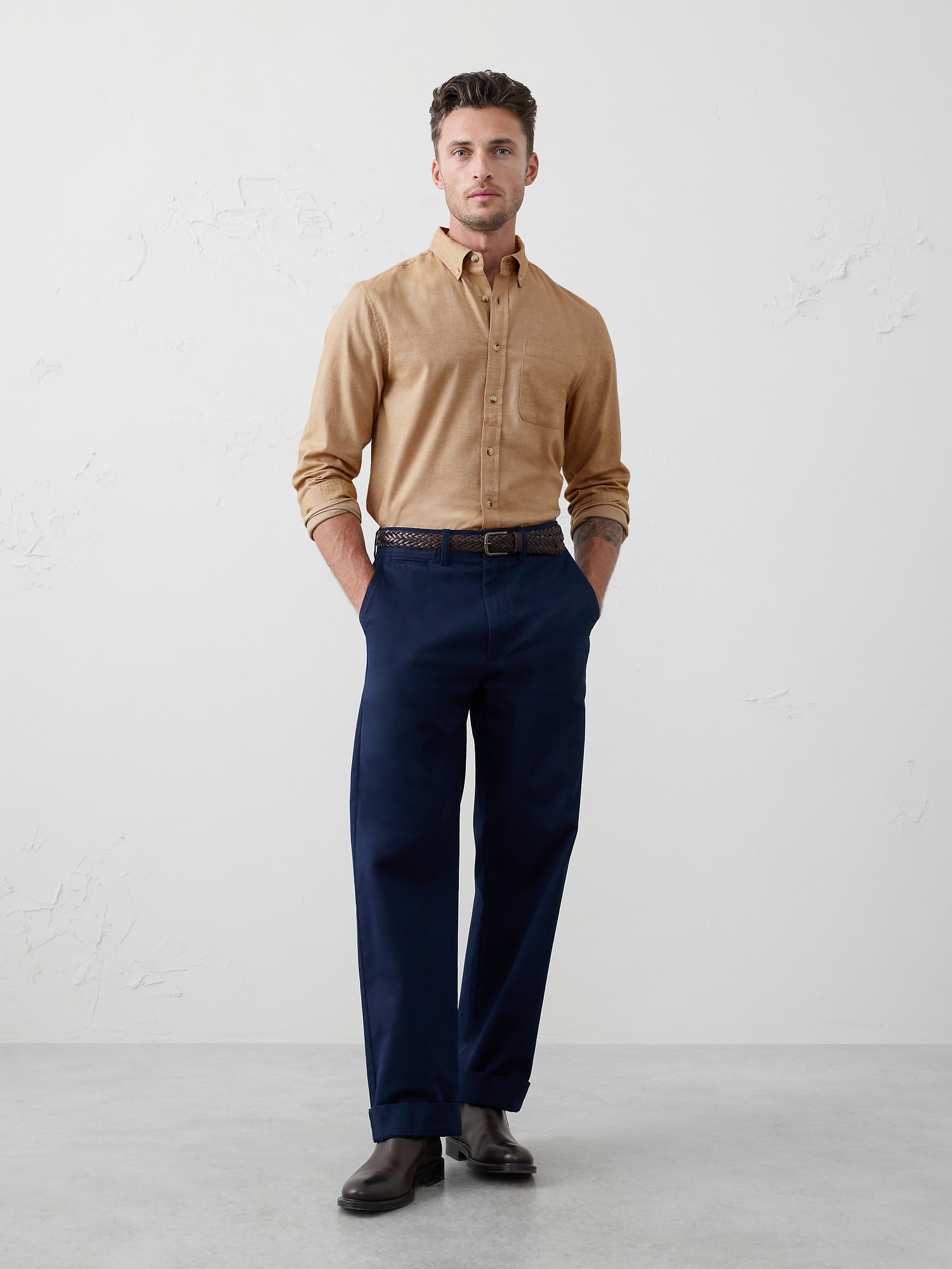 Slim-Fit Lightweight Flannel Shirt - Cinnamon Dolce Latte