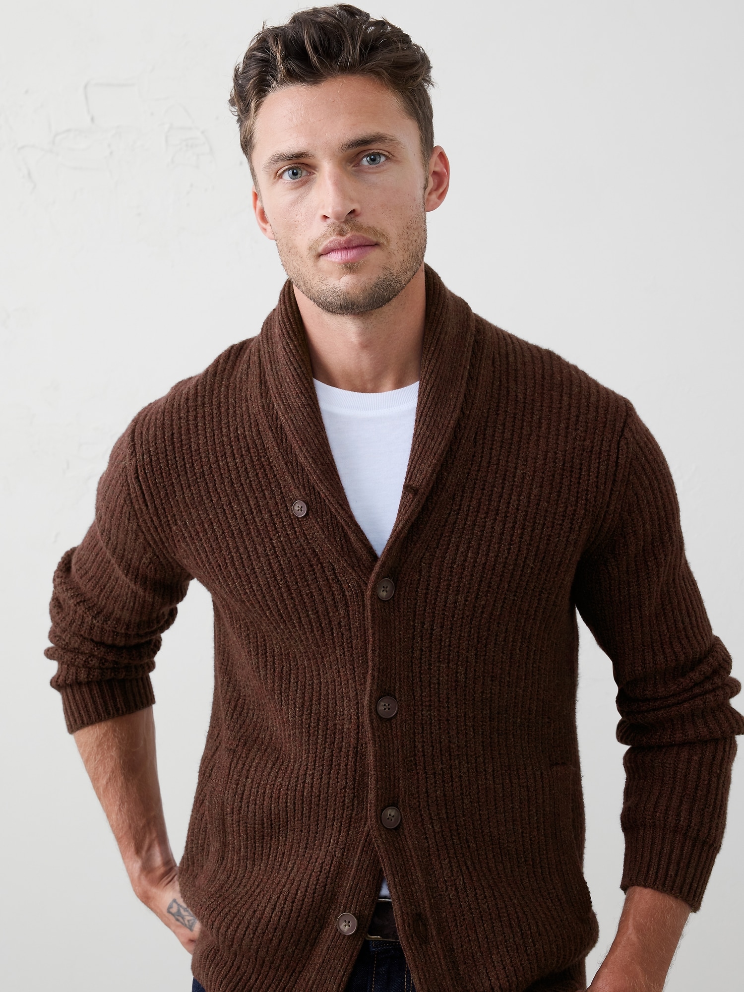 Cozy Shawl Cardigan - Dark Brown
