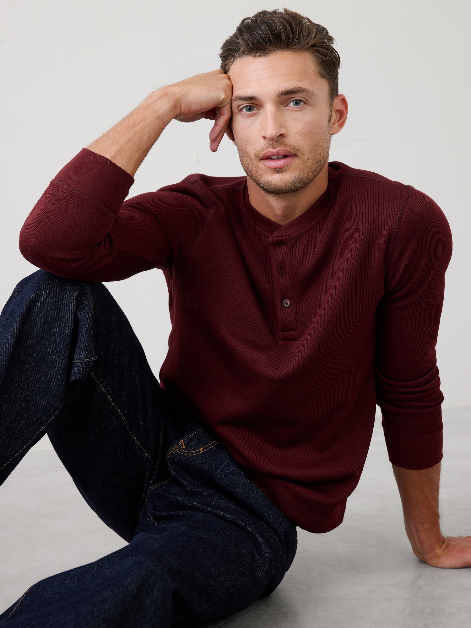Image number 1 showing, Waffle Knit Henley