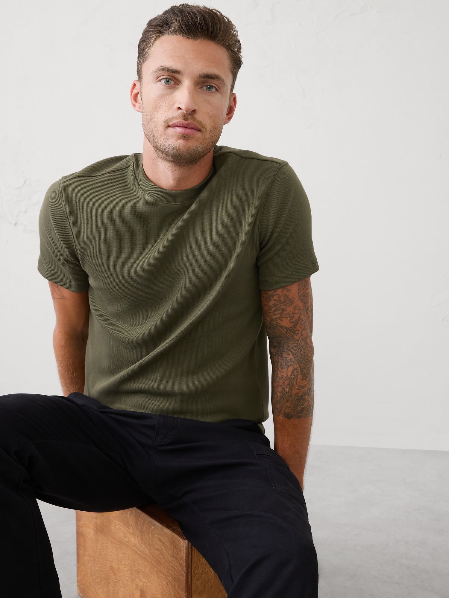Mini Ribbed Shirt - Spiced Olive