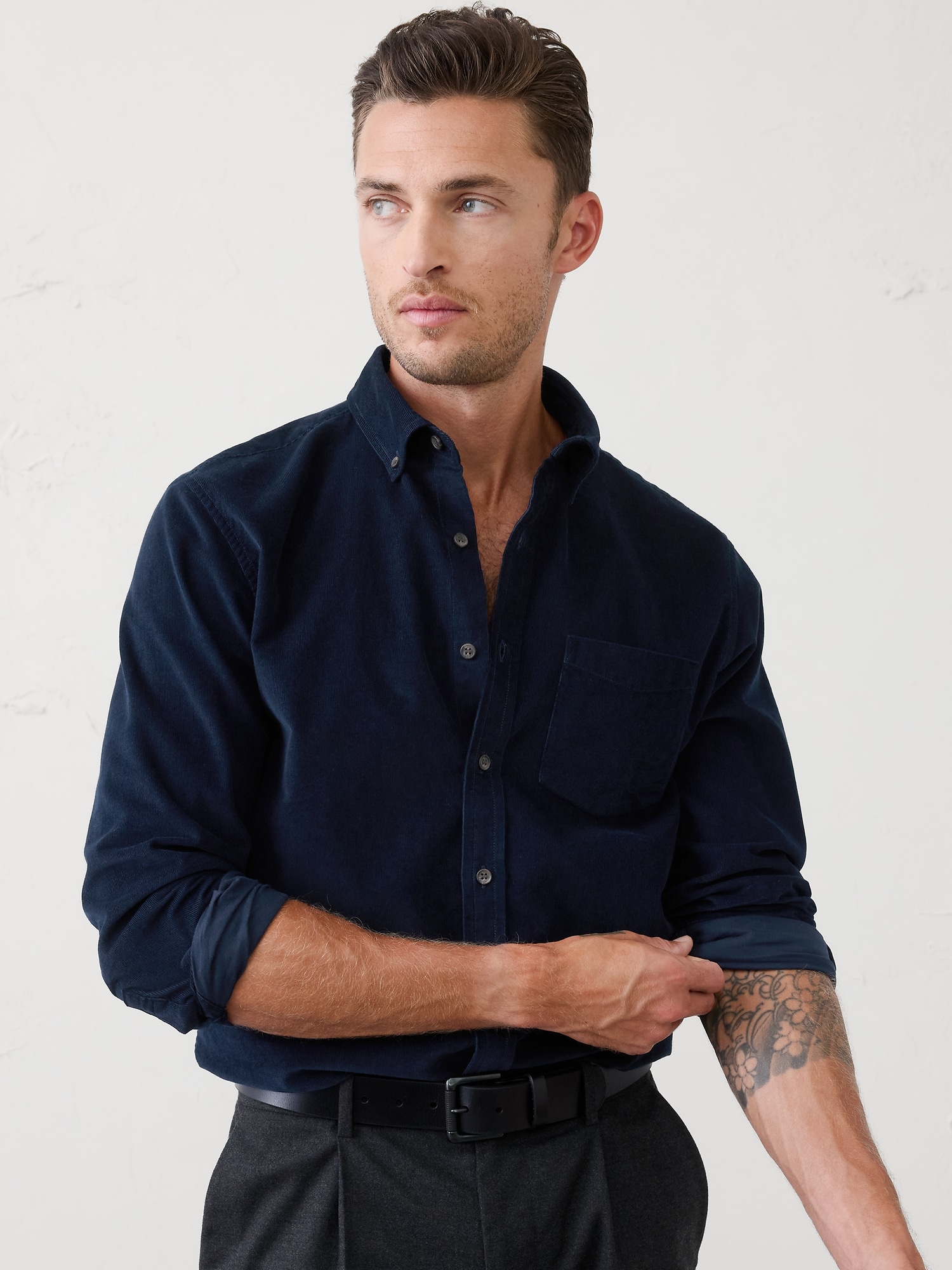Image number 1 showing, Slim-Fit Fine Wale Corduroy Shirt