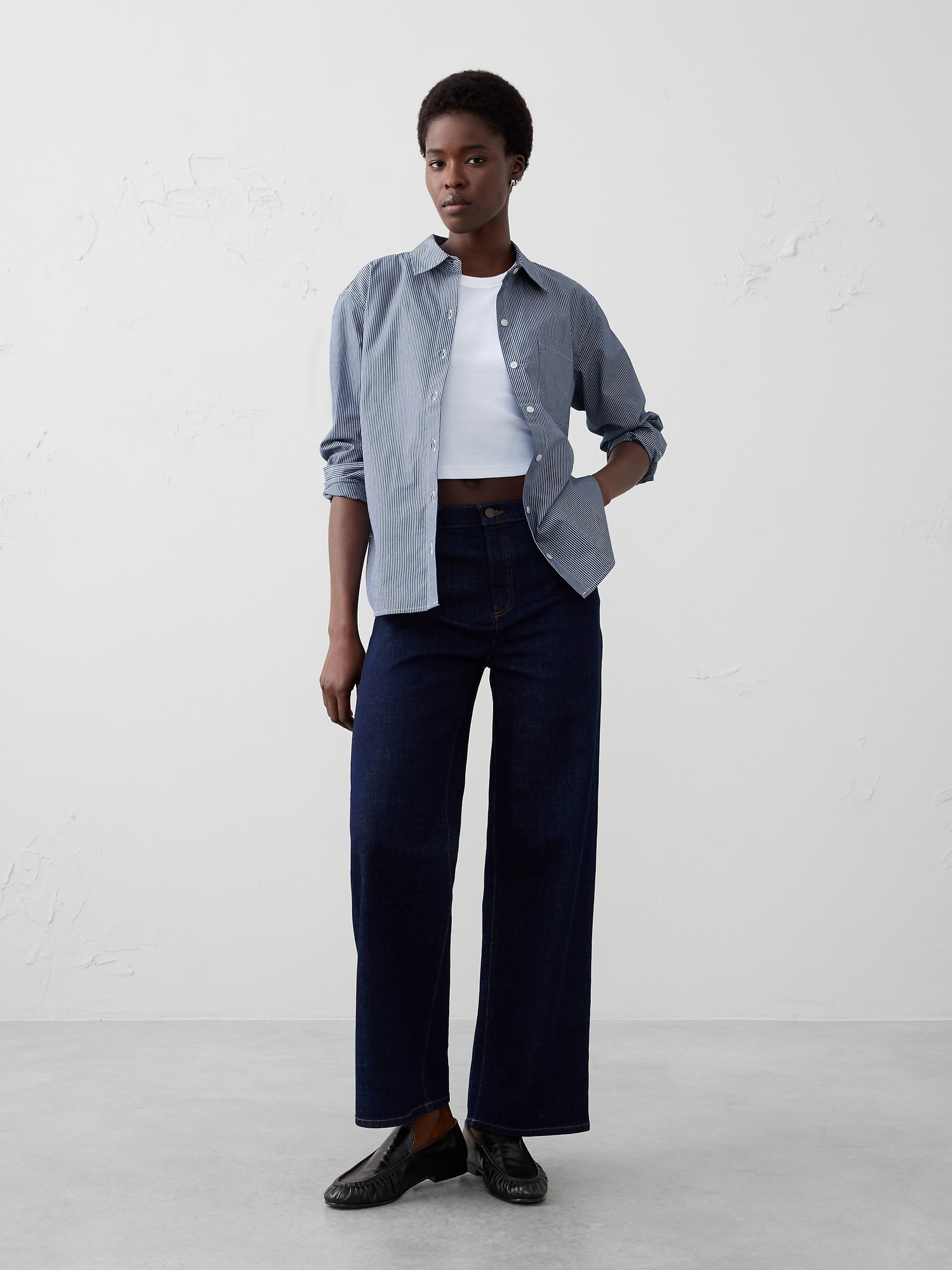 Classic Poplin Shirt - Blue Stripe