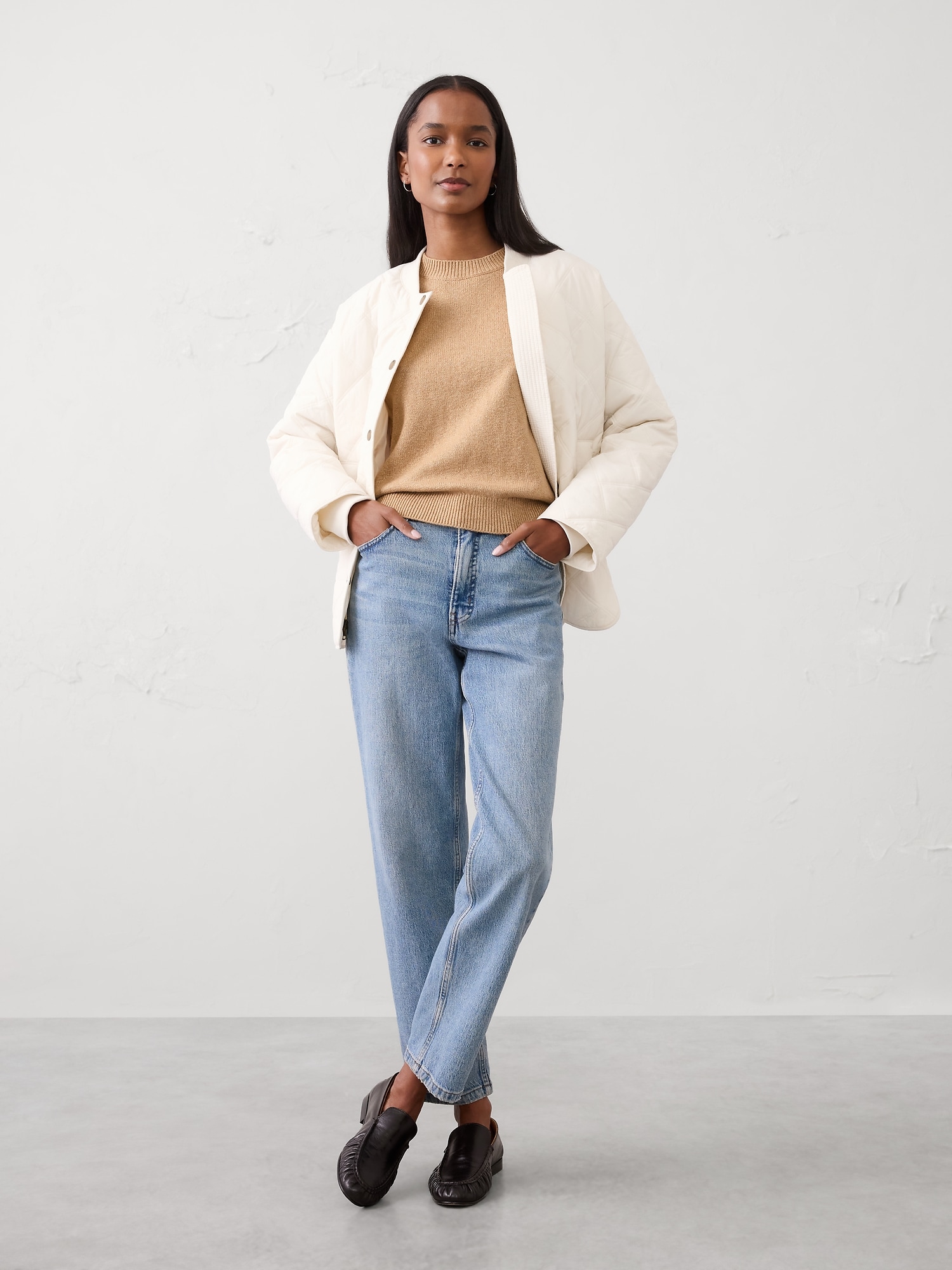Cozy Pullover Sweater - Camel And Shiny Gold Lurex