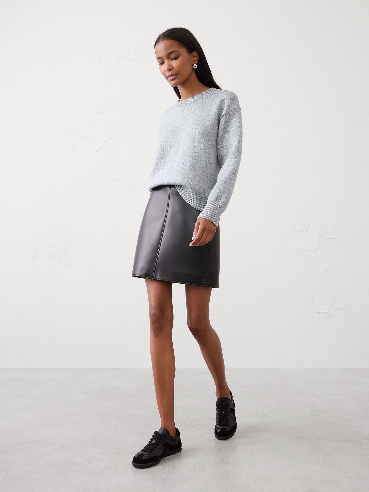 Cozy Pullover Sweater - Gray And Shiny Silver Lurex
