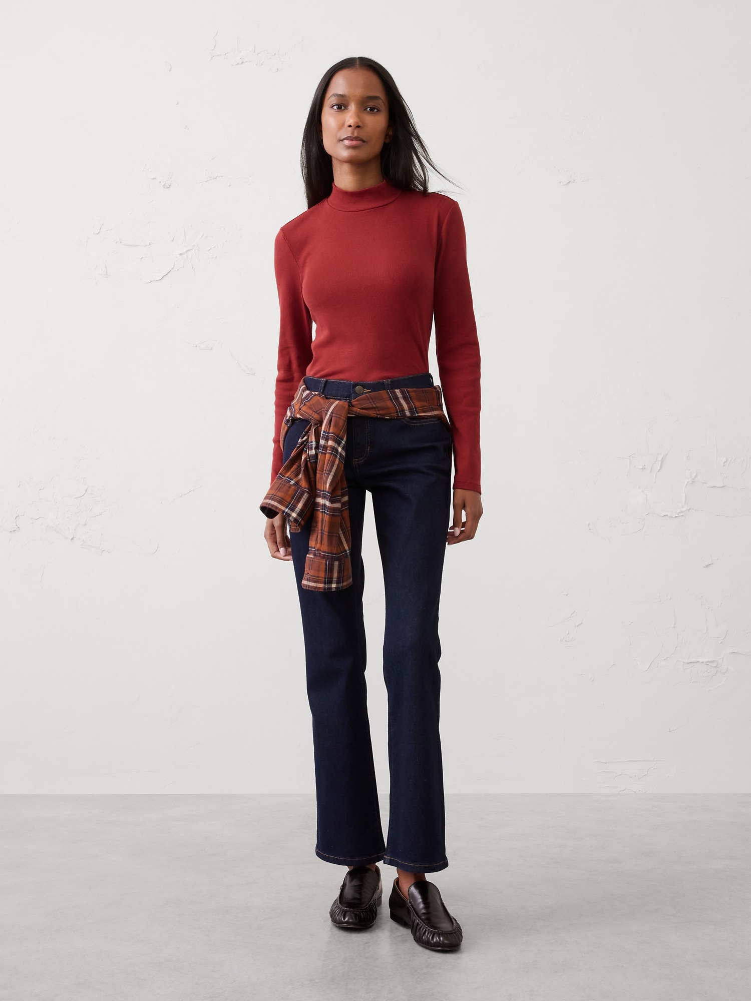 Ribbed Mock-Neck Top - Embers
