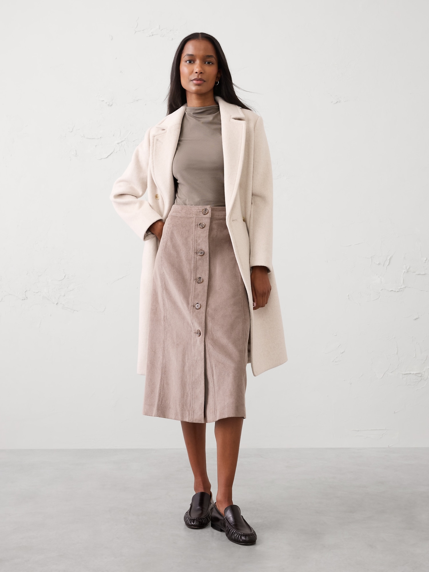 Soft Stretch Mock-Neck Top - Mocha Latte