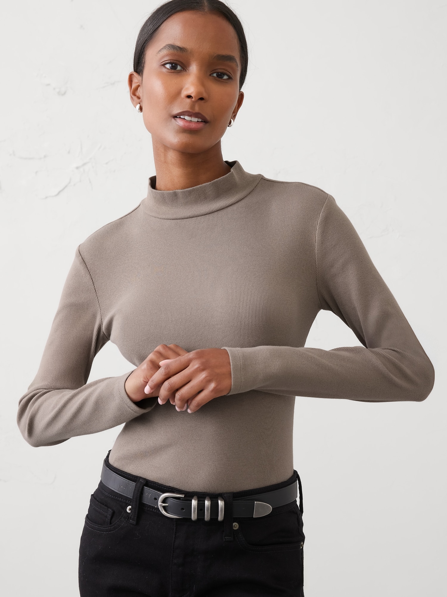Image number 1 showing, Ribbed Mockneck Top