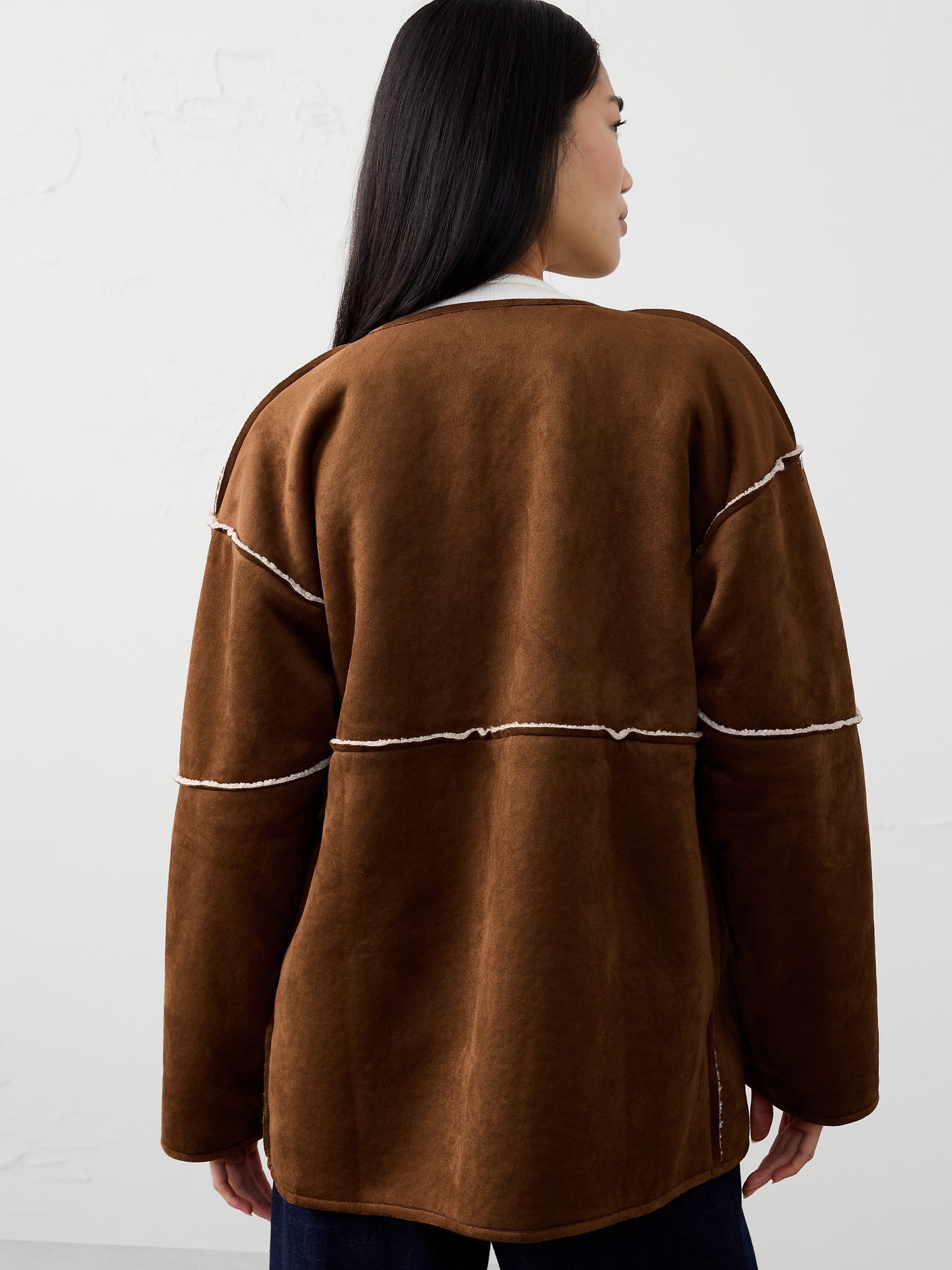 Image number 2 showing, Reversible Vegan Suede Sherpa Jacket