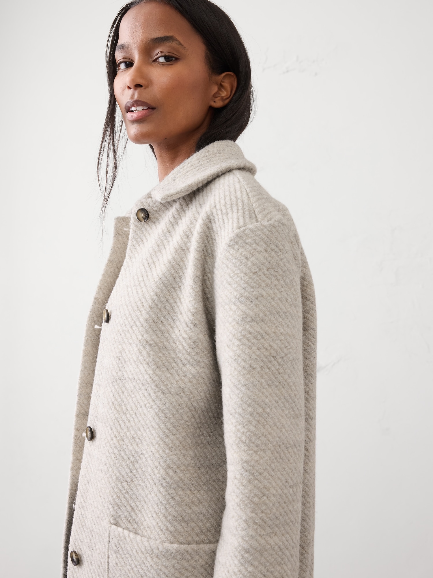 Image number 3 showing, Knit Long Mac Coat