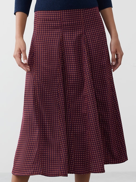 Godet Twill Midi Skirt
