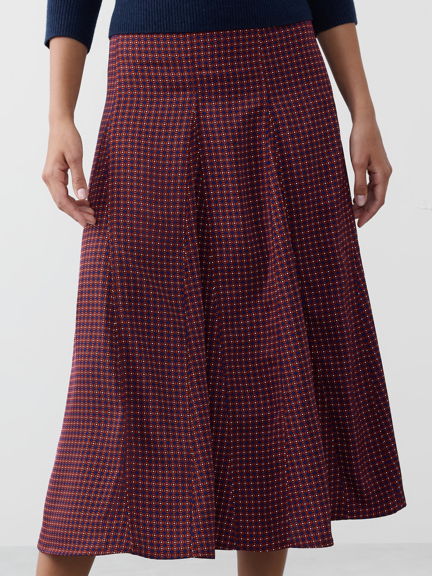 Image number 3 showing, Godet Twill Midi Skirt