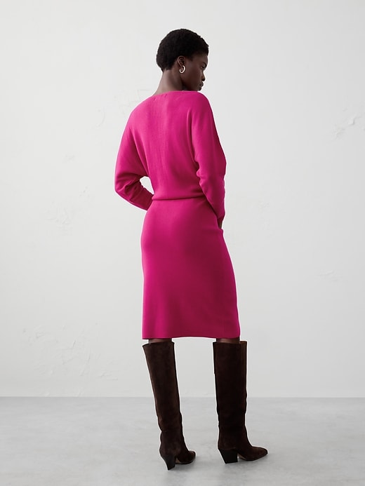 Blouson Knee Length Sweater Dress