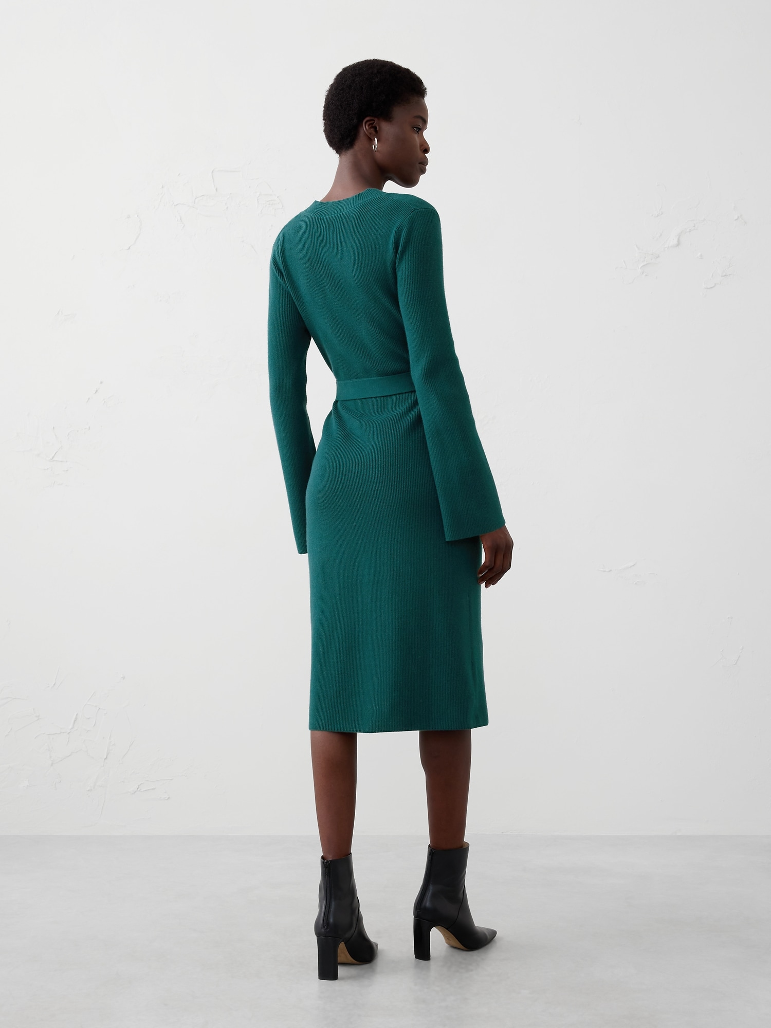 Image number 2 showing, Wrap Knee Length Sweater Dress