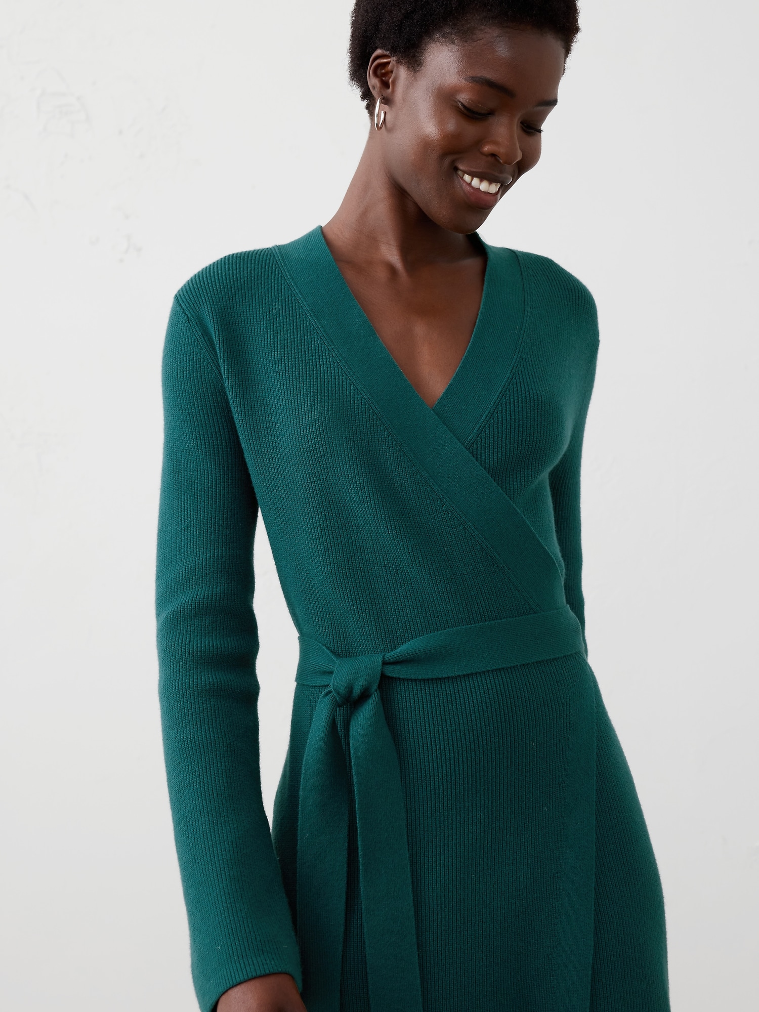 Image number 3 showing, Wrap Knee Length Sweater Dress