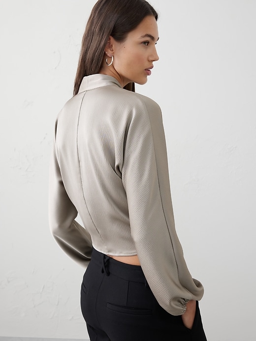 Silky Bubble-Sleeve Top