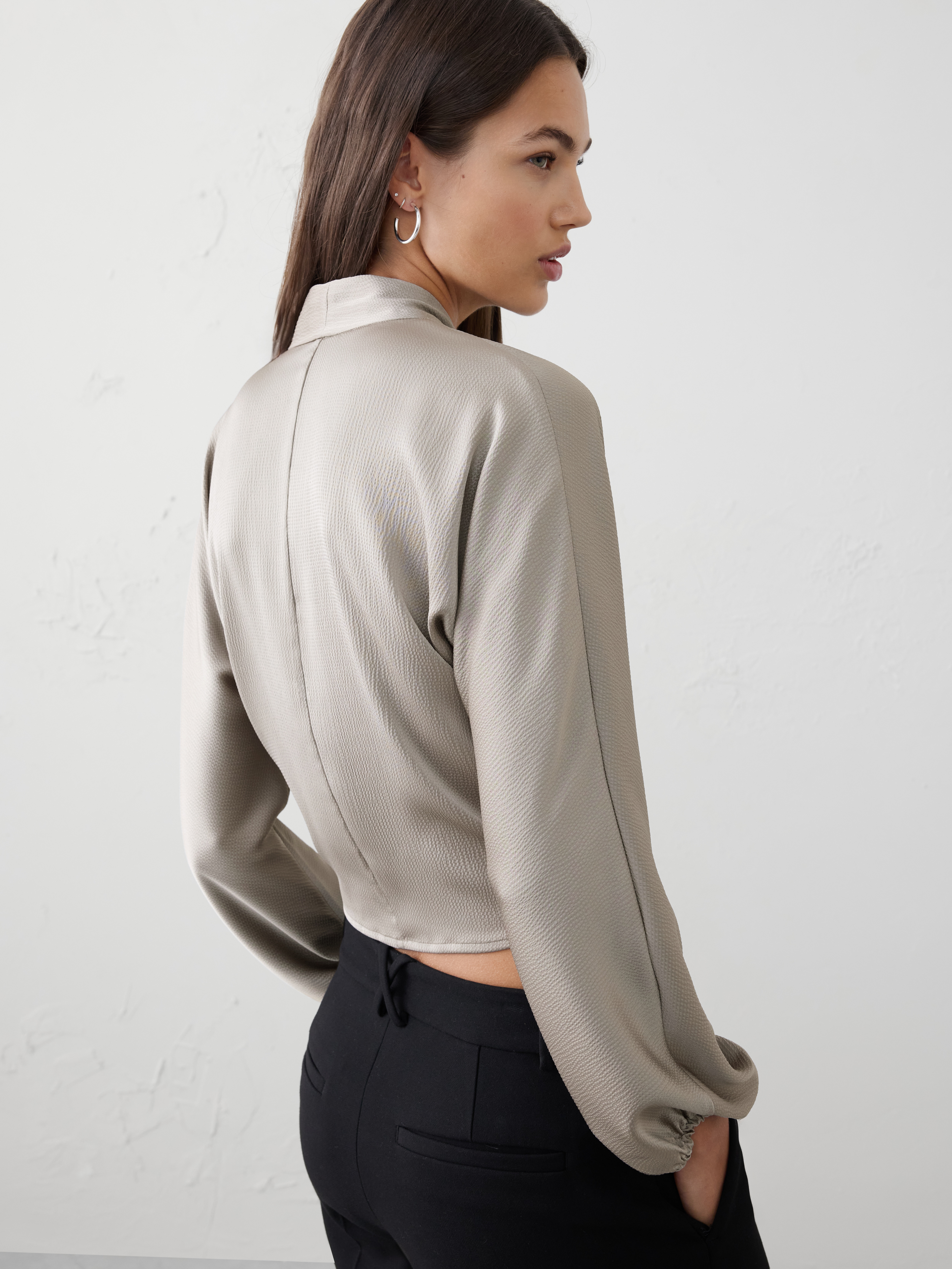 Silky Bubble-Sleeve Top | Banana Republic Factory