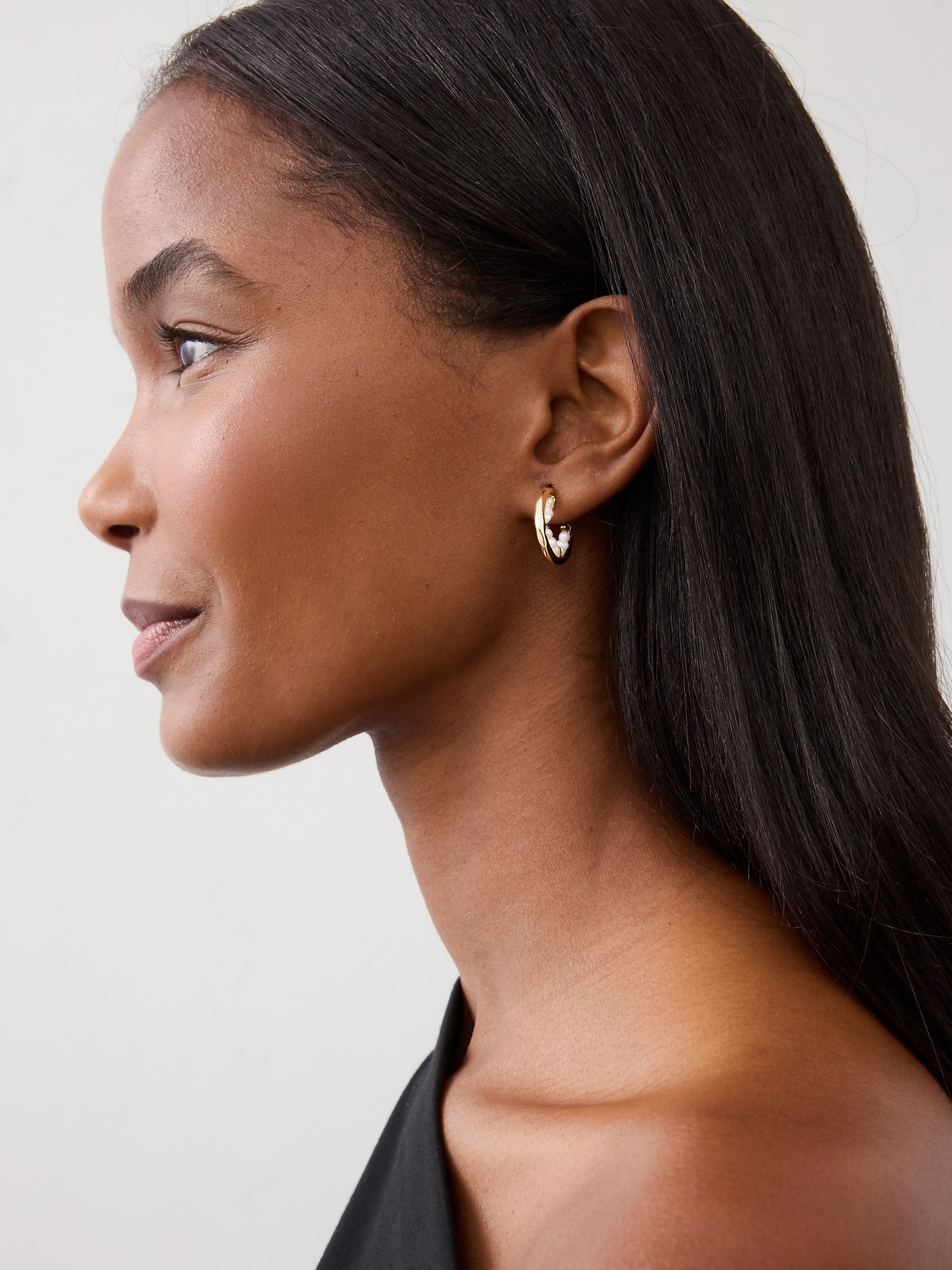 Image number 2 showing, Seed Pearl Mini Hoop Earrings