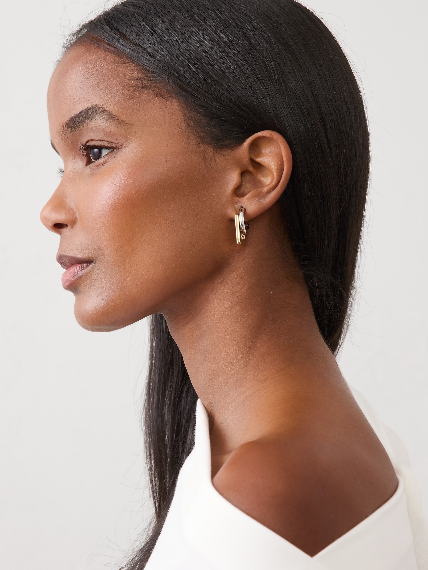 Image number 2 showing, Mixed Metal Geometric Earrings