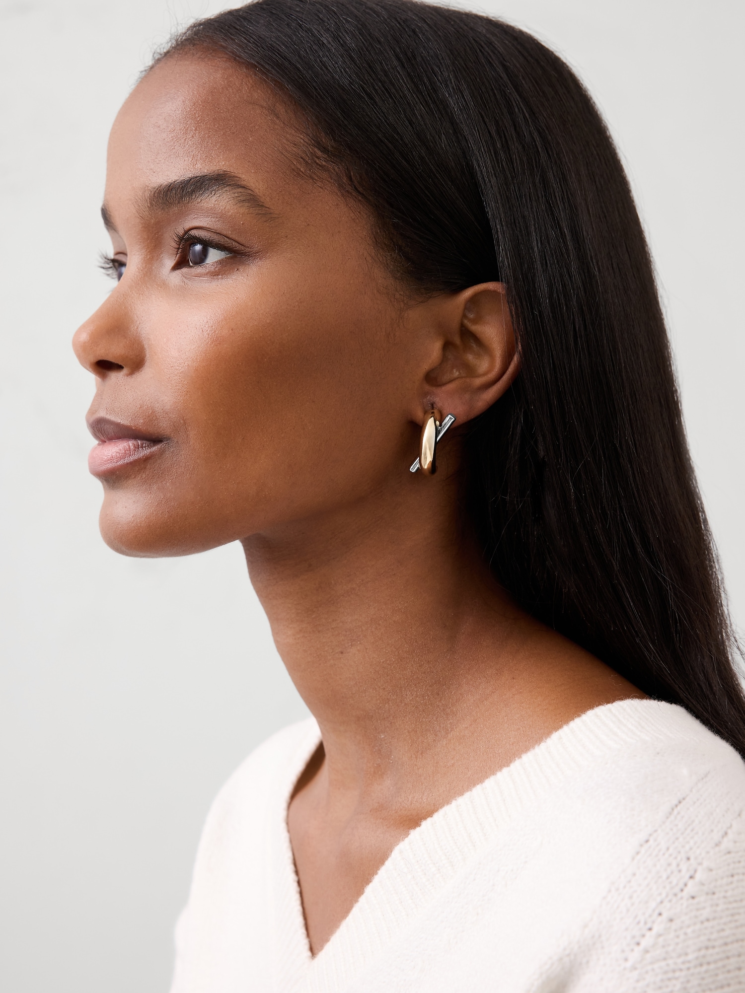 Image number 2 showing, Mixed Metal Bar Earrings