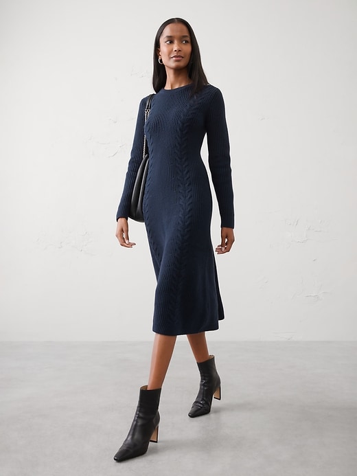 Cozy Ribbed Knit Midi Dress