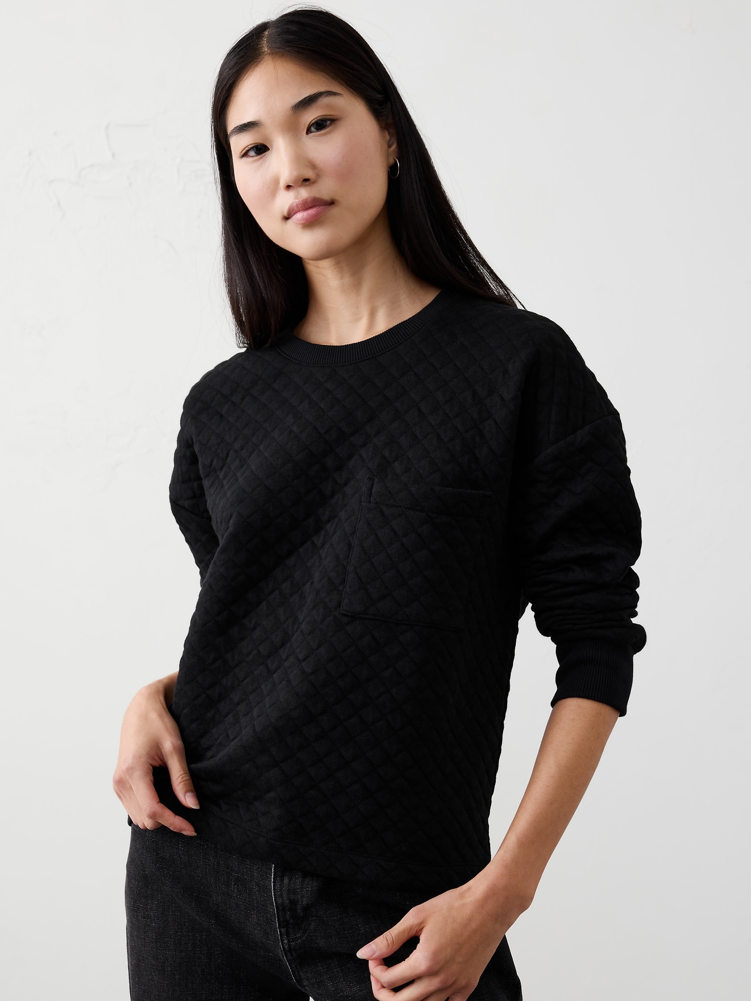 Quilted Sweatshirt - Black